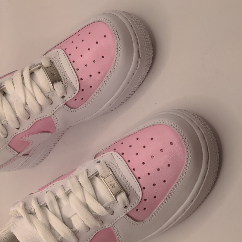 New Nike Air Force 1 Women's Custom Sneakers Pink/White Sz 5 - Picture 10 of 14